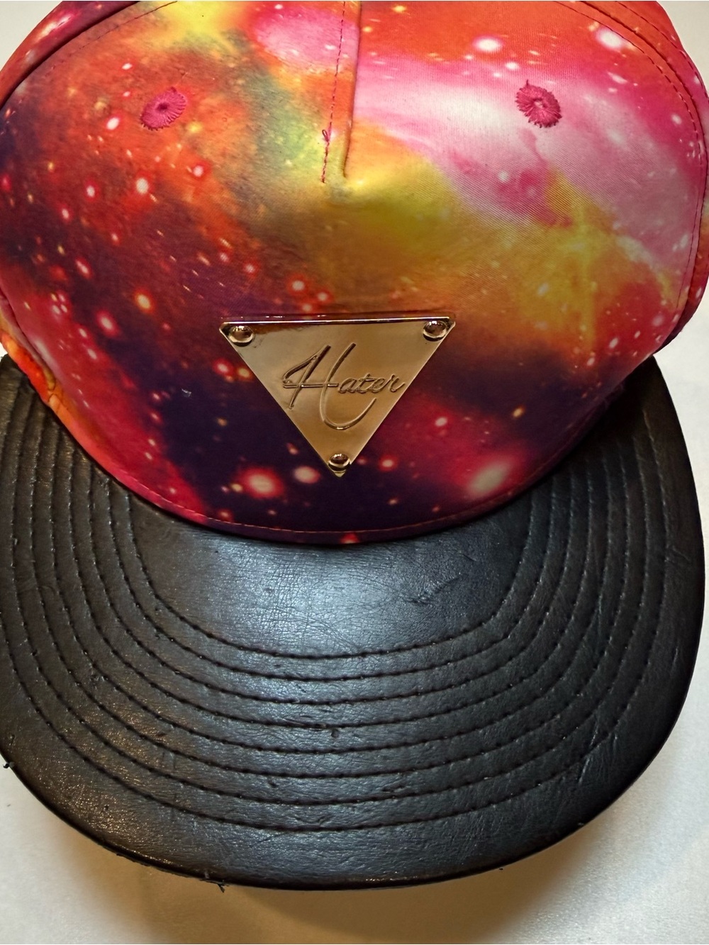 Galaxy Print Snapback Hat with Black Brim